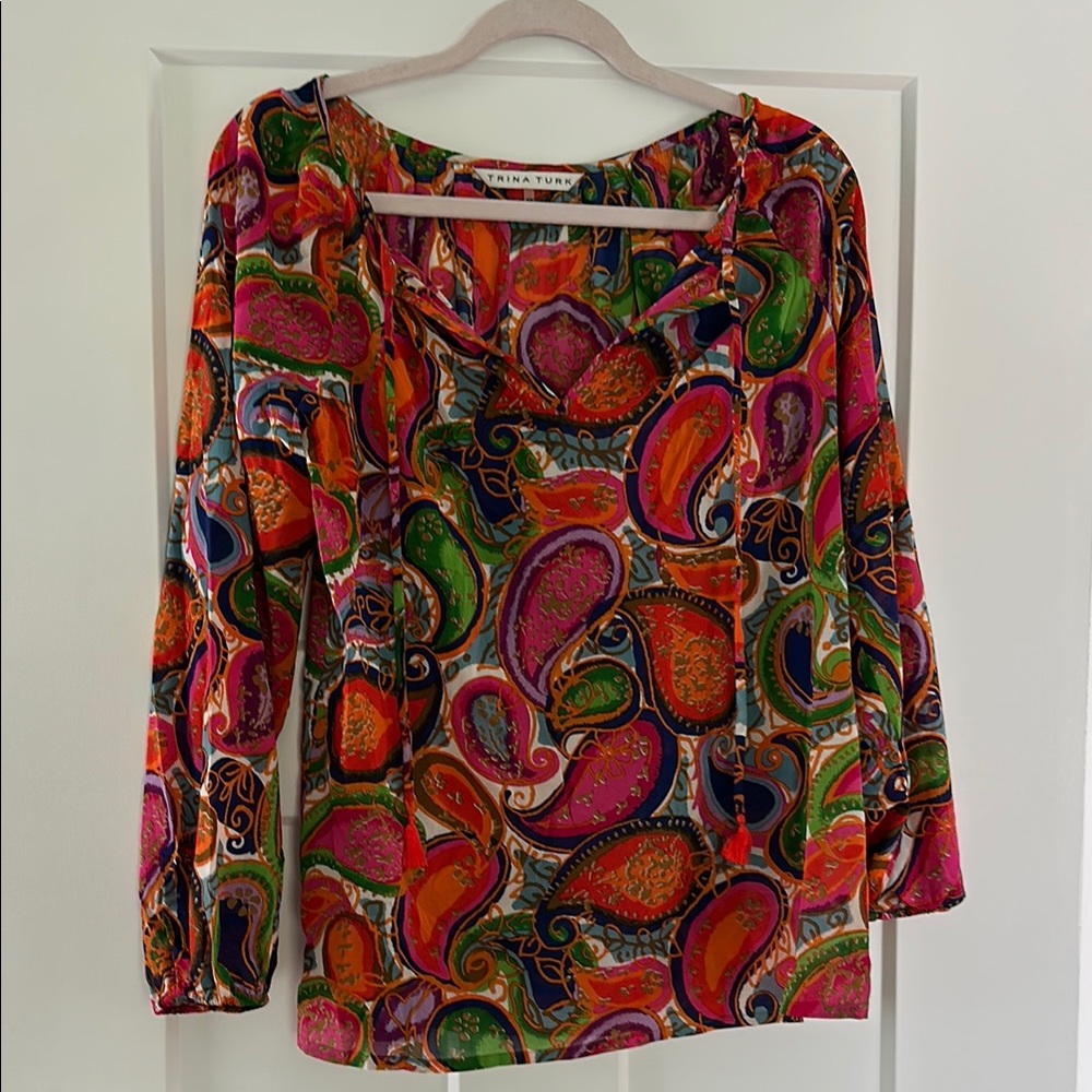 Trina Turk Women's Multicolor Silk Paisley Top